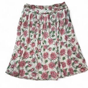 Nicole Miller Pink and Green Floral A-Line Skirt